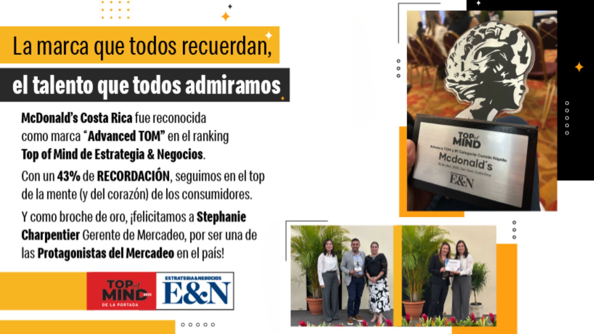 [Costa Rica] McDonald’s se consolida en el Top of Mind y en el corazón de sus clientes